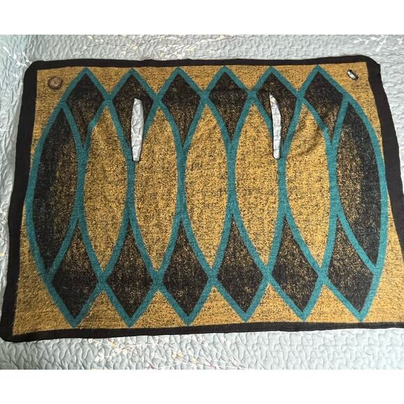 Women's Vest Shawl Peacock-Green Gold Unique One Size Open Front Blanket Poncho - Picture 6 of 11